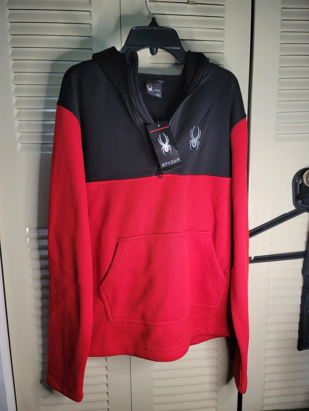 Spyder Black and Red Quarter-Zip Pullover with Spider Emblem